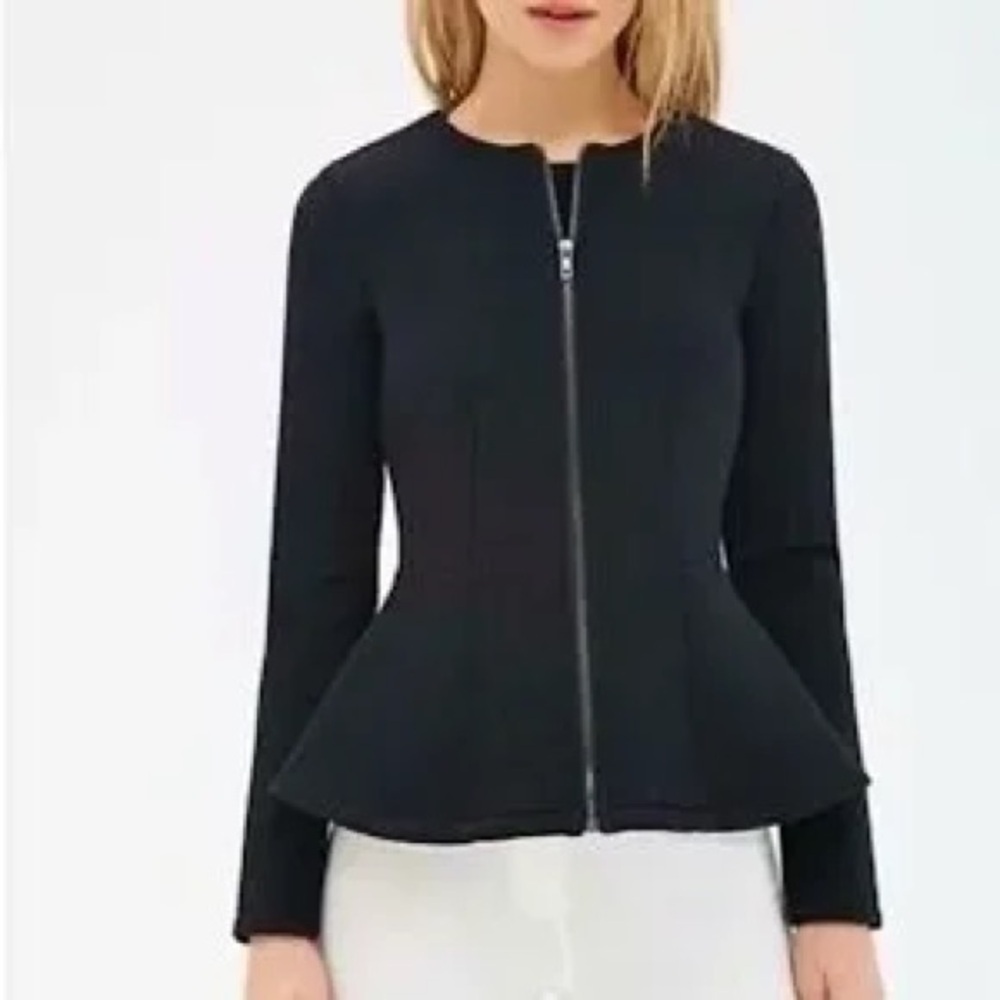 Armani Peplum Long Sleeve Zip Up Body Contouring Top Black Size XS fits …​